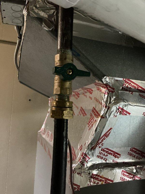 Responded to gas leak call at residential property. Upon arrival, identified gas leak at cracked brass fitting where gas pipe connected to supply line. Leak was determined to be caused by defective fitting from original installation. Shut off gas supply and replaced compromised gas line section and brass fitting with new components. Performed pressure test to verify integrity of repair and confirm no additional leaks present. Completed preventive maintenance assessment (PMA) on air handler unit, including inspection of all mechanical components, electrical connections, and operational systems. Performed standard tune-up procedures on air handler to ensure optimal performance and efficiency. All systems tested and returned to normal operation with no gas leaks detected.