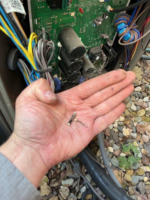 Responded to no cooling complaint with breaker continuously tripping. Upon inspection, discovered loose connection on line side of disconnect box and failed inverter board with blown fuses. Secured electrical connections at disconnect and ordered replacement inverter board for system restoration.