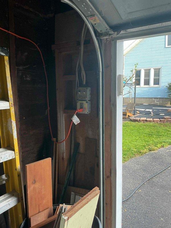 Installed three new electrical outlets to accommodate appliances at the property: cut in outlet under kitchen sink for dishwasher connection using existing wire, added dedicated outlet in basement for freezer, and installed outlet in garage for refrigerator. All installations completed to code with proper circuit connections and testing verified.