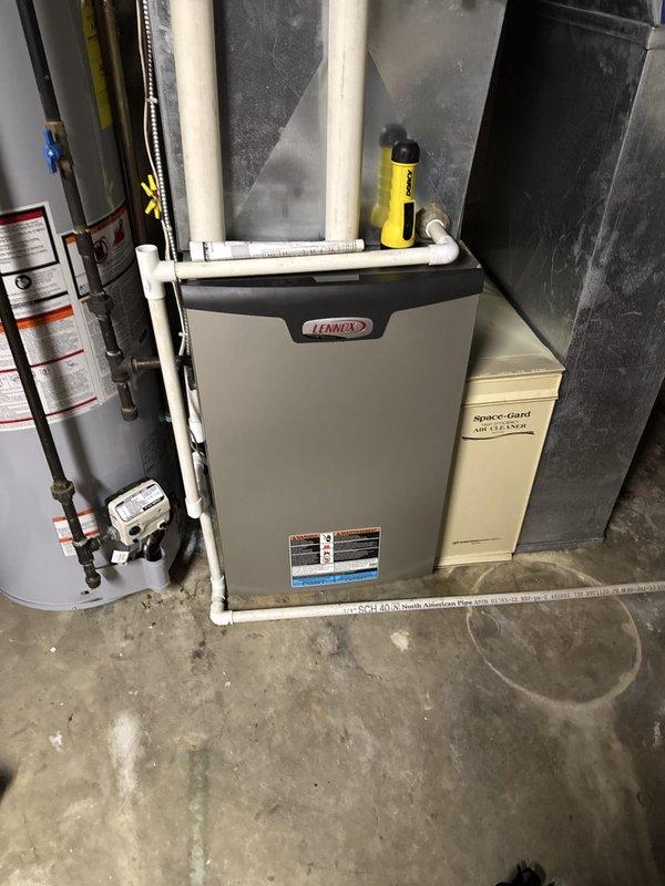 Responded to no-heat call on 13-year-old Lennox furnace system. Diagnosed and cleared clogged pressure switch hose connected to inducer/collector box, which was preventing proper unit operation. Following repair, cycled unit through complete operation and performed full combustion analysis testing to verify safe and efficient performance, confirming all parameters within manufacturer specifications.