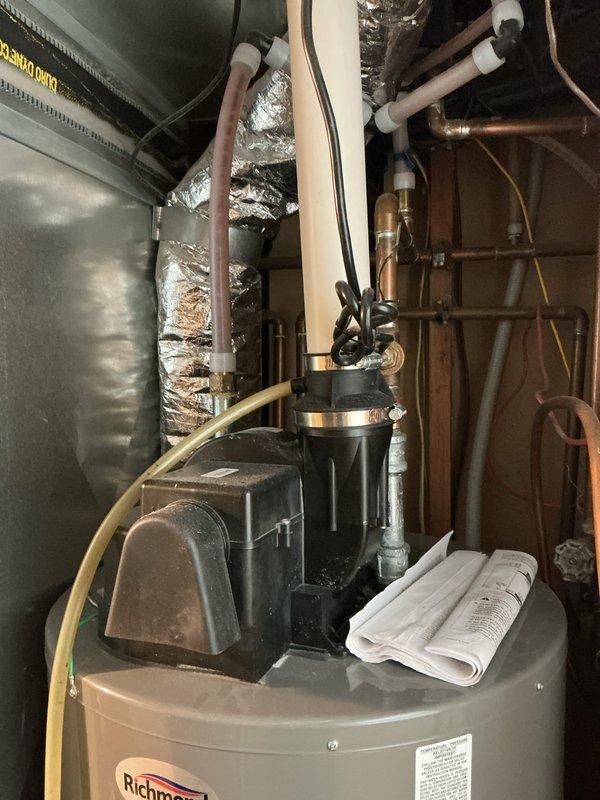 Responded to service call for leaking water heater requiring replacement estimate. Upon arrival, inspected Richmond 50-gallon natural gas power vent water heater (Model 60RGRPVZ-42, manufactured September 2016) located in basement utility area. Confirmed active leak affecting entire unit, determined replacement necessary rather than repair. Documented existing equipment configuration including power vent assembly, copper supply and distribution lines, and gas connections. Provided comprehensive estimate for replacement with comparable 50-gallon natural gas power vent water heater unit.