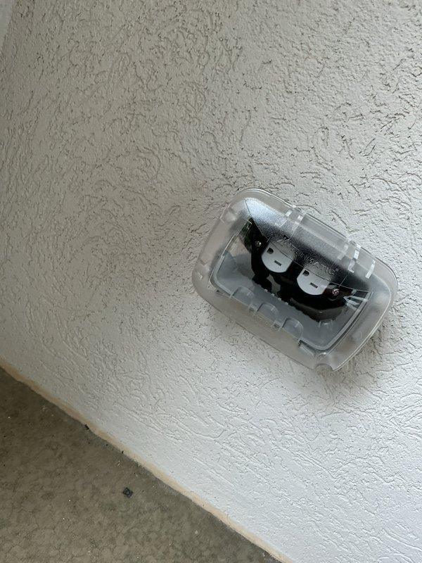 Responded to callback for tripping GFCI outlets that had been exposed to pressure washer water intrusion. Upon inspection, found outdoor receptacles with significant corrosion and non-compliant weatherproof covers. Replaced existing covers with code-compliant bubble-type weatherproof enclosures on six exterior outlets to prevent moisture infiltration and ensure proper protection of the GFCI-protected circuits.