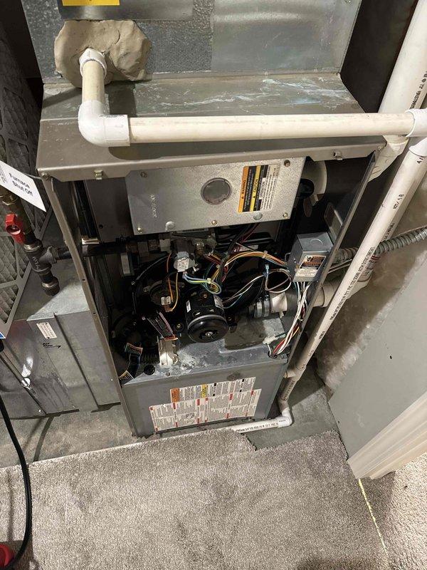 Completed scheduled one-time air handler tune-up and maintenance during evening arrival window. Performed comprehensive maintenance procedures on residential HVAC furnace unit, including inspection of blower motor assembly, electrical connections, and internal components. All systems were found to be in proper working condition with no visible signs of damage or deterioration noted during service.