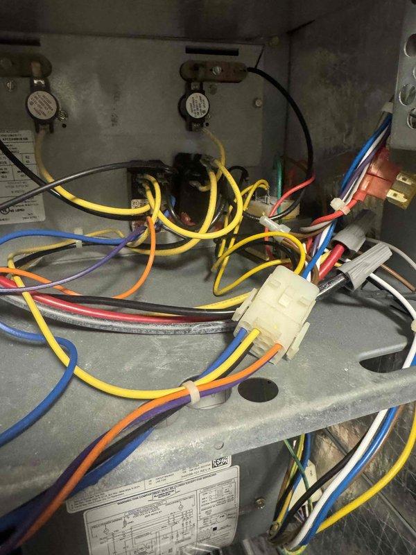 Installed replacement rectifier and relay components in HVAC system. Completed thorough testing of unit operation in both heating and cooling modes to verify proper functionality. Left system operating in heating mode at 65° setpoint.