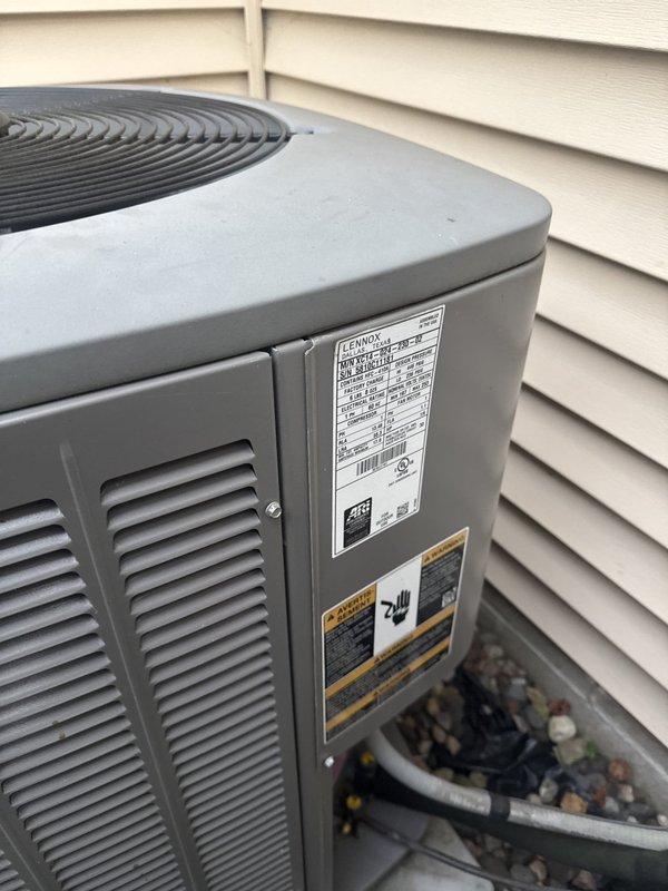 Responded to no cooling call on Lennox air conditioning system. Upon inspection, diagnosed weak capacitor and confirmed system low on refrigerant charge. Provided customer with estimates for capacitor replacement and refrigerant leak search with repair to restore proper system operation.