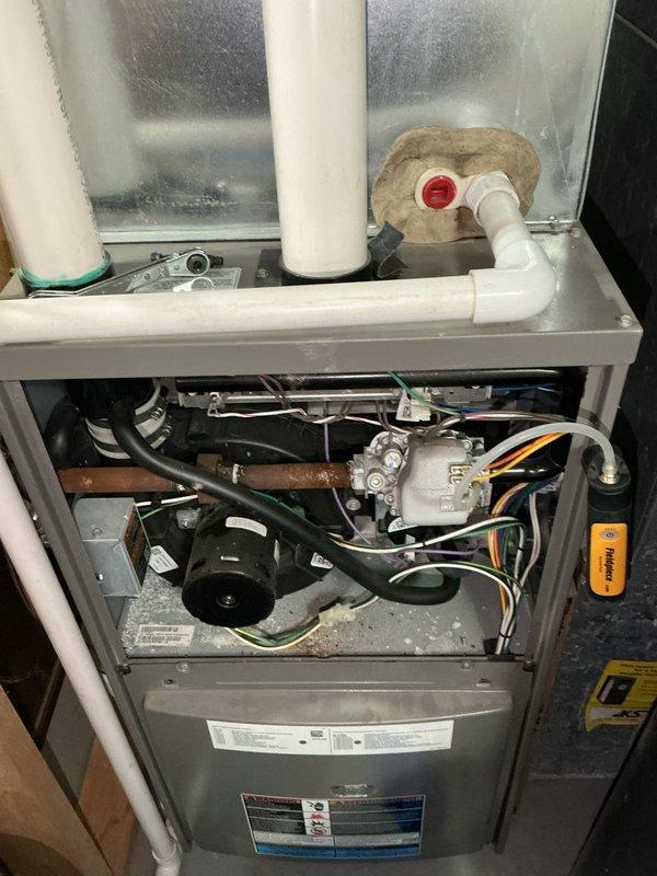 Completed comprehensive one-time tune-up service on residential furnace and air conditioning system. Performed standard maintenance procedures including inspection of all mechanical and electrical components, blower motor assembly, belt tension verification, and venting system check. System found to be operating within normal parameters with no issues identified requiring repair or adjustment.