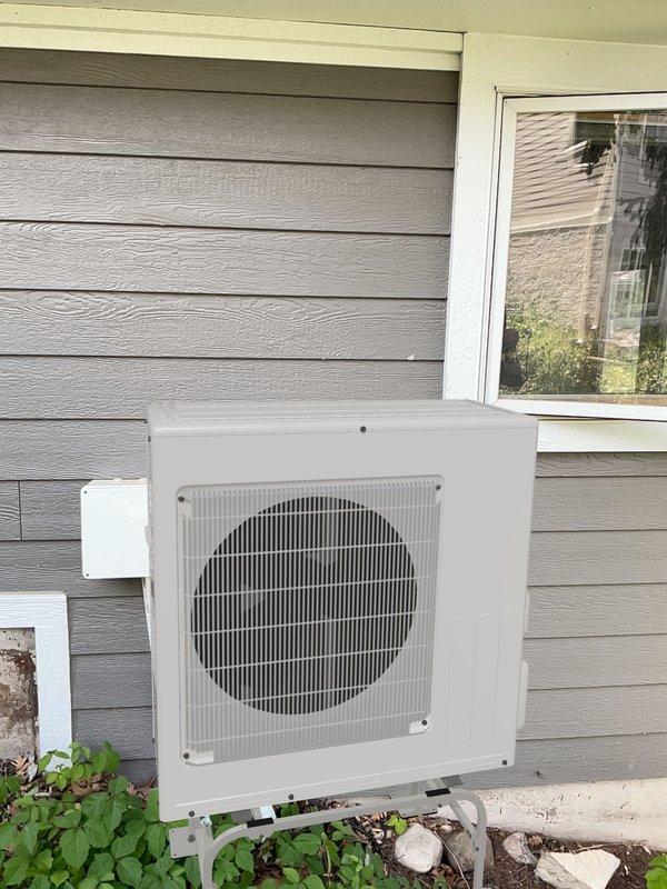 Conducted on-site evaluation for mini-split system installation options. Assessed existing outdoor condenser unit mounted on exterior wall with proper bracket installation and reviewed current indoor wall-mounted air handler placement in living space. Documented equipment locations, electrical line routing, and installation conditions to provide comprehensive estimate for additional mini-split system options.