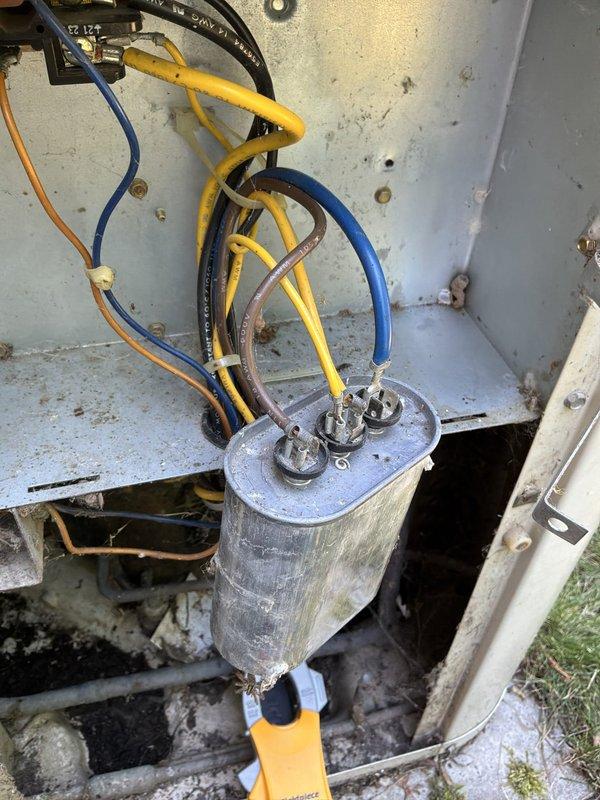 Responded to cooling complaint on 37-year-old Payne air conditioning system (Model 591ANX024000AAAA) paired with Carrier furnace that was running but not cooling adequately. Performed diagnostic evaluation of outdoor condensing unit, inspecting compressor, capacitor, refrigerant lines, and electrical connections. System components showed significant age-related wear with visible corrosion, dirt accumulation, and biological growth on exterior piping and drain pan, indicating extended service life and minimal recent maintenance.