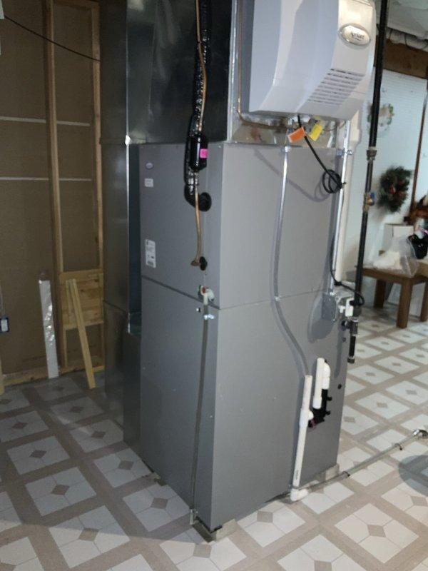 Sun Prairie, WI - Completed annual maintenance cooling system check on Allied air conditioning system paired with Armstrong Air gas furnace model A97UH2E090C16S-01. Verified equipment operation and inspected all system components including air handler, ductwork connections, and electrical connections. Inspected and confirmed pleated air filter condition within metal housing. Documented system installation with equipment age of 2 years. All components operating within normal parameters with no issues identified during inspection.