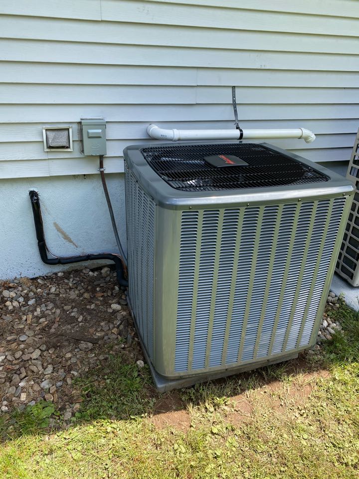 Air-conditioning replacement and installation of a new air handler and condenser.