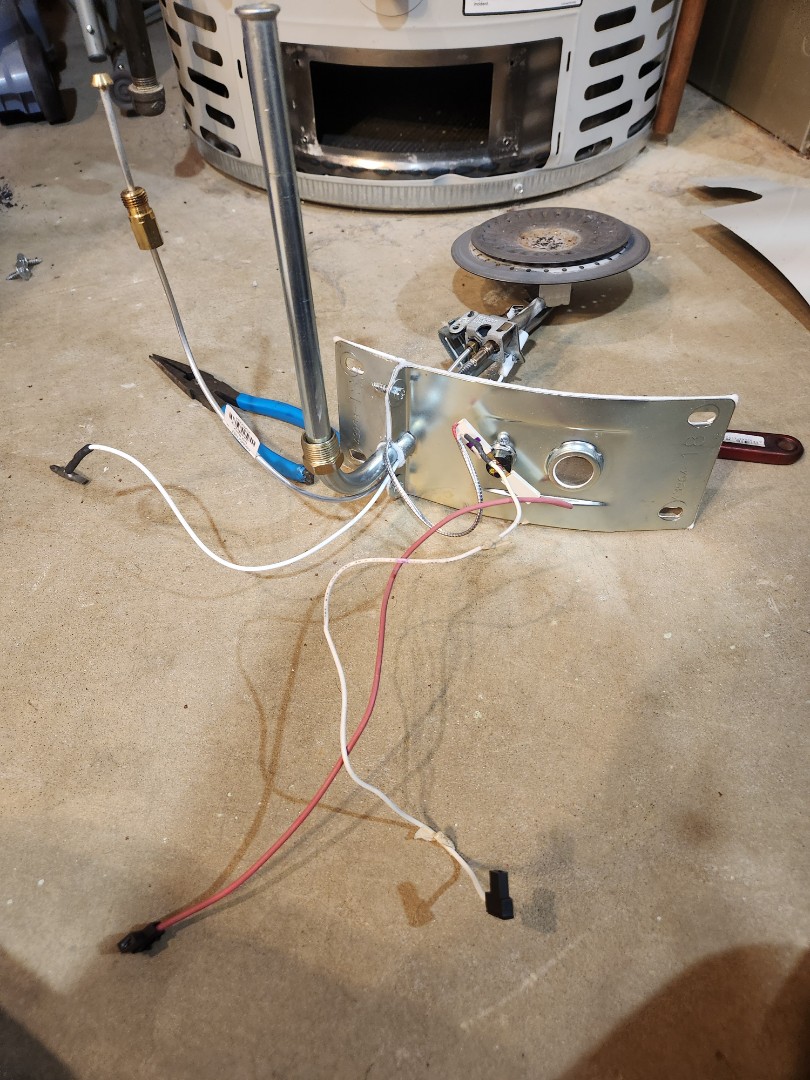 service call on Bradford White water heater had to replace pilot assembly 
