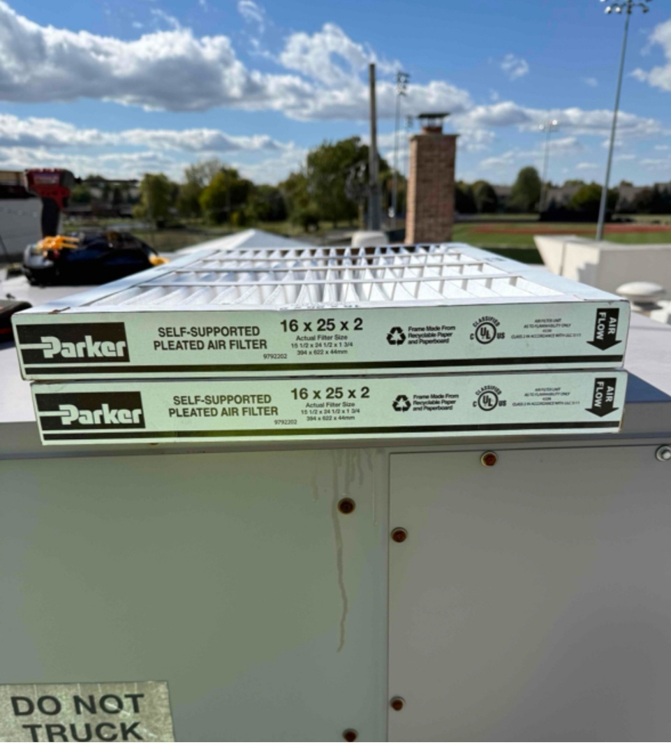 No heat Carrier roof top unit commercial service.   Replaced filters cleaned unit, found bad flame sensor.  Installation of hail guards due to hail damage on Carrier roof top unit.  