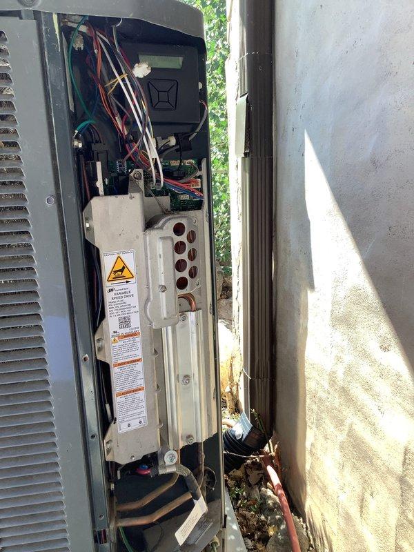 Completed comprehensive HVAC maintenance inspection on 14+ year old outdoor condensing unit. Performed full system tune-up including inspection of electrical components, terminal connections, and wiring integrity. All electrical connections at terminal block verified secure, circuit breaker panel inspected and confirmed proper operation with appropriate labeling in place. Unit operating within normal parameters with no reported issues at time of service.