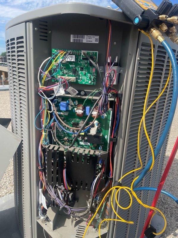 Completed annual Comfort Care Plan cooling maintenance on 4-year-old residential HVAC system. Performed comprehensive system inspection including electrical components, circuit boards, capacitors, and refrigerant connections. Inspected blower wheel assembly and verified proper operation with no significant wear or damage observed.