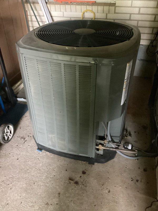Completed comprehensive annual maintenance on a 5-year-old split system air conditioning unit with indoor air handler located in basement and outdoor condenser unit. Performed full system inspection including electrical connections, refrigerant pressures, amperage draws, and temperature differentials across evaporator coil. Cleaned outdoor condenser coil, checked capacitor values, and verified proper fan motor operation. Inspected indoor air handler blower assembly, replaced 16x25x5 air filter, and confirmed proper condensate drainage. All system parameters found operating within manufacturer specifications with no deficiencies noted.