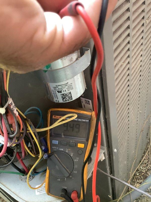 Completed annual Comfort Care Plan HVAC maintenance visit, performing comprehensive system tune-up and inspection. Conducted electrical diagnostics on the air handler motor using multimeter to verify proper voltage and amperage readings, inspected all wire connections at the motor and electrical disconnect box for secure termination and signs of wear. All components tested within normal operating parameters, system operating efficiently with no issues identified.