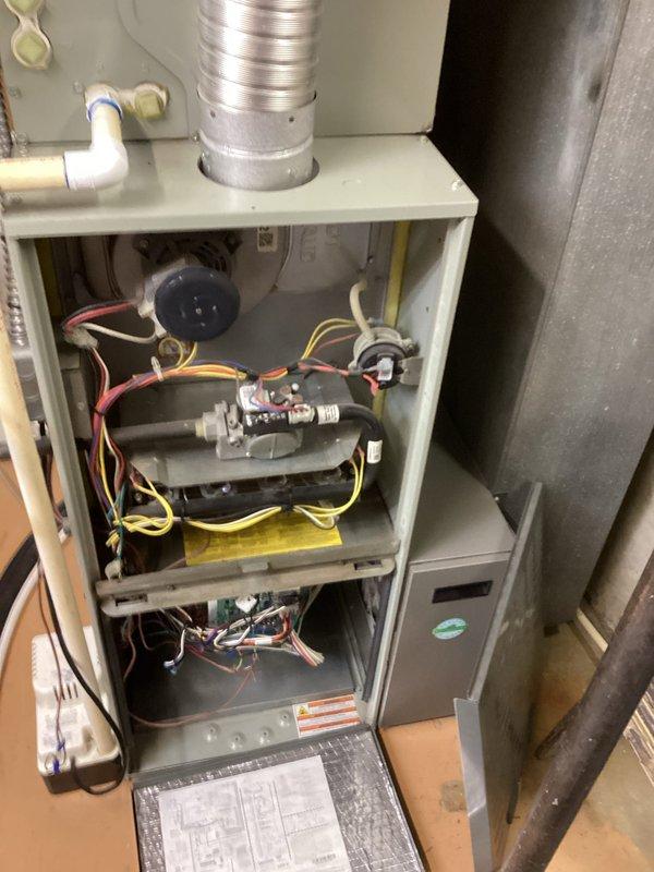 Conducted estimate visit for 2010 Trane furnace system following recent blower motor module failure. Performed thorough inspection of existing equipment, documenting current condition with interior and exterior photographs showing blower assembly, wiring harnesses, control board, and overall system configuration. Provided comprehensive replacement options including furnace-only replacement estimate and full HVAC system replacement estimate per customer request.