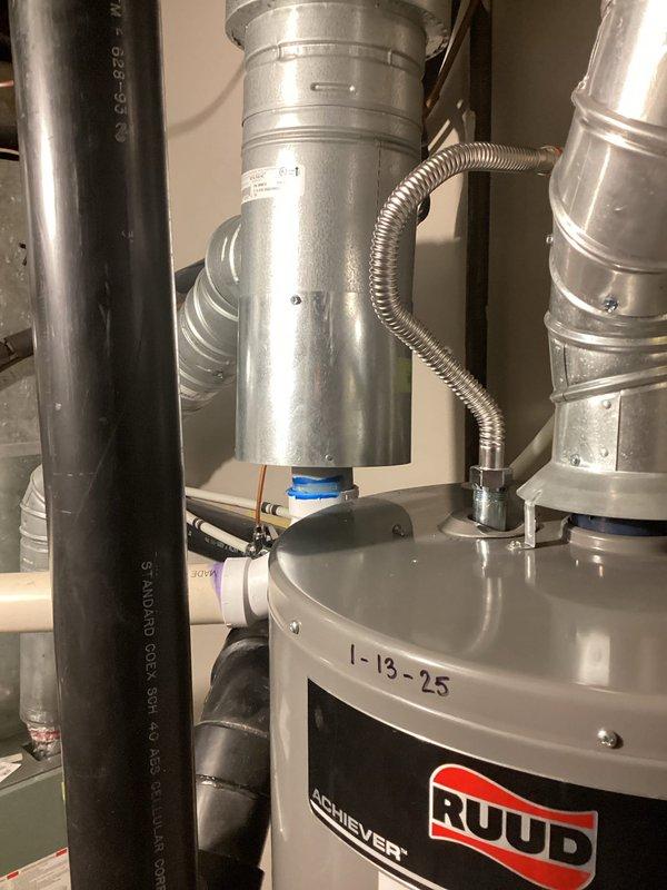 Responded to callback for HVAC system that would not cycle off. Inspected Ruud unit and associated ductwork in basement mechanical area. Diagnosed faulty thermostat control causing continuous operation. Replaced defective thermostat, verified proper system cycling, and confirmed unit now shuts off at setpoint as designed. System operating normally upon departure.