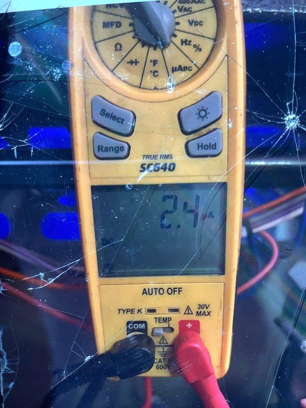 Performed diagnostic inspection and safety/performance evaluation of two furnaces (upstairs and basement units, approximately 11 years old) in response to a reported abnormal operating noise. Used a True RMS clamp multimeter to measure electrical values, including microamp DC readings for flame sensor current and AC voltage verification, to evaluate component function and ignition circuit performance.