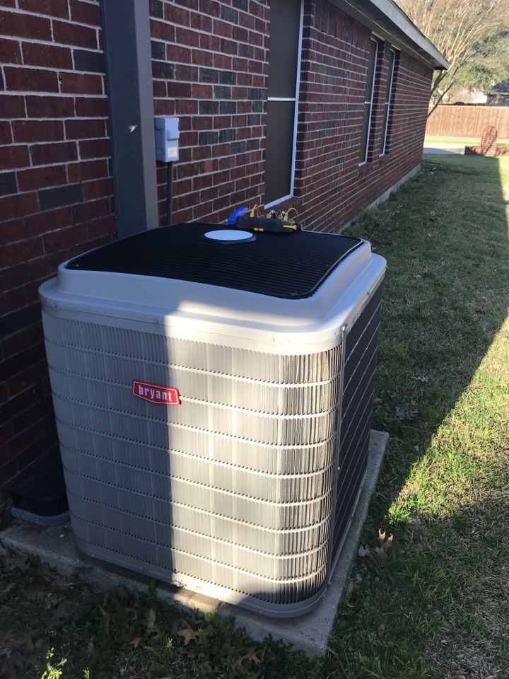 Performing a maintenance check on a Bryant Evolution air conditioning unit for our customer in Allen, TX. 