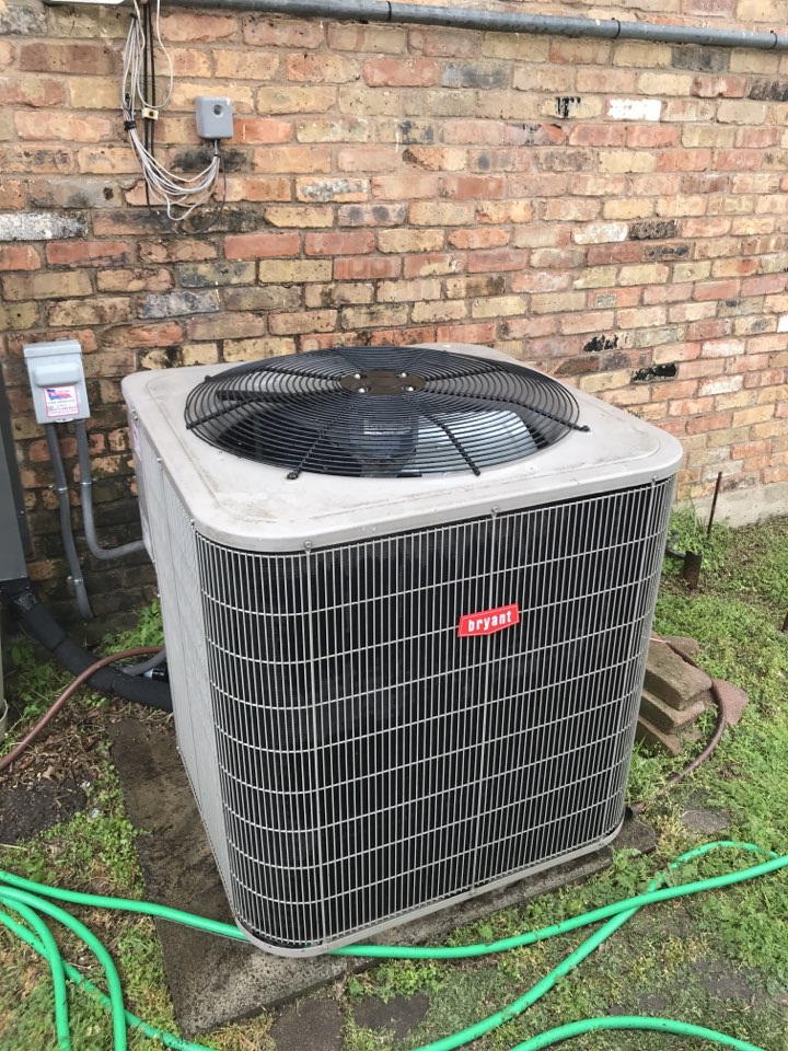 Performing a maintenance check on a Bryant ac unit for our long time customer in Garland, TX. 
