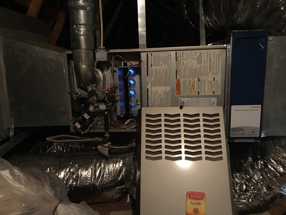 Servicing a Bryant heating system for our customer in Highland Village. 