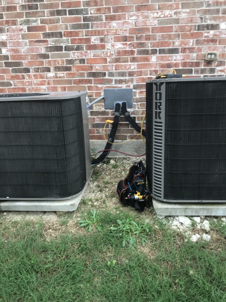 Performing a maintenance check on two York air conditioning systems for our customer in Celina, TX. 