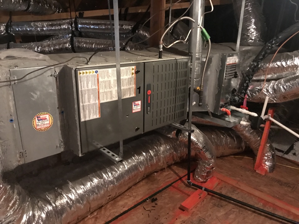 Performing a maintenance check on a new Trane heating system for our long time customer in Prosper, TX. 