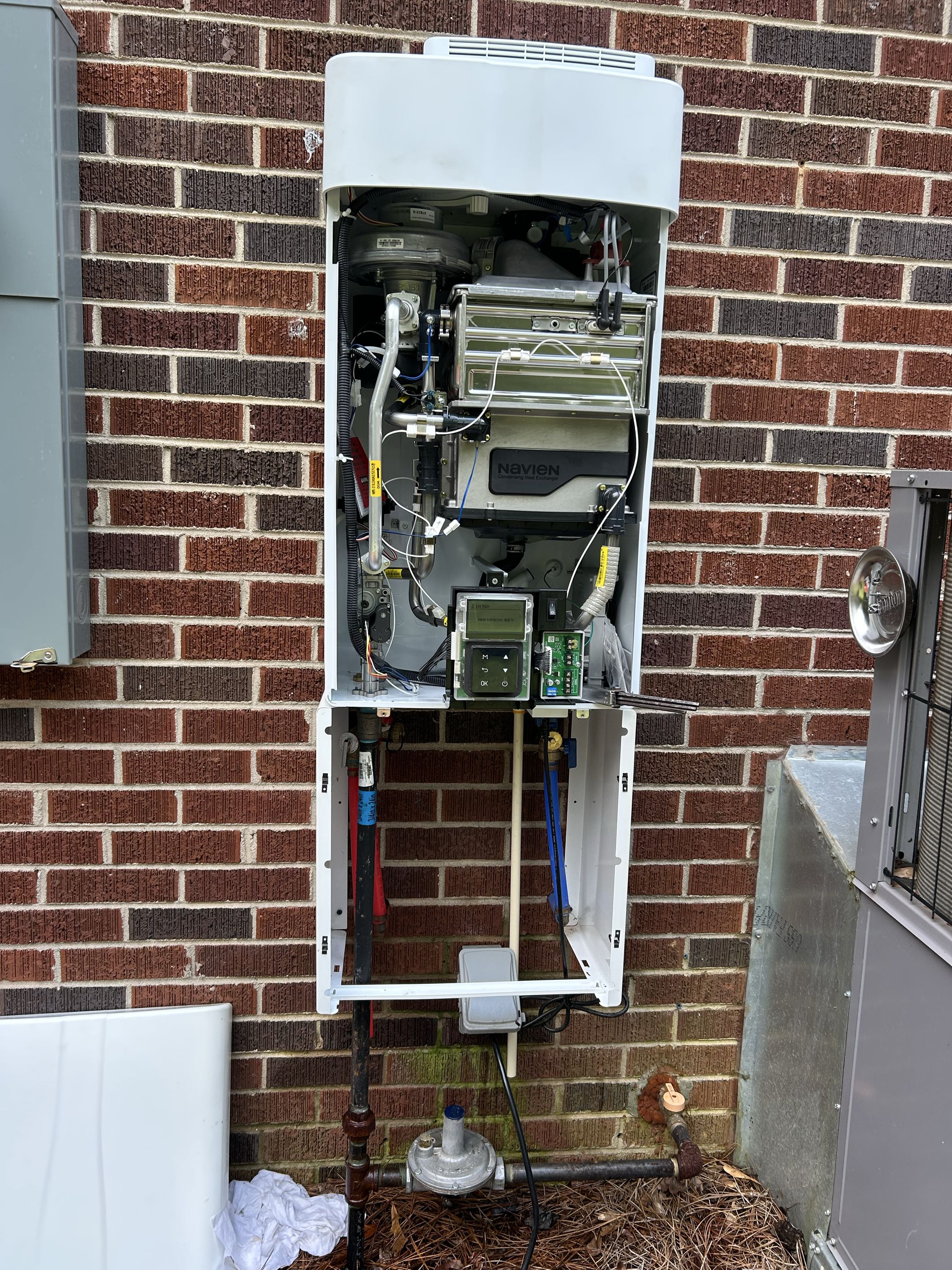 I performed a thorough descaling maintenance on a tankless water heater, ensuring optimal performance and efficiency. This involved cleaning the internal components to remove mineral buildup, which can affect the unit's functionality and lifespan. Additionally, I replaced the high water pressure regulator to maintain safe and consistent water flow throughout the system. This replacement was crucial for preventing potential damage to the water heater and connected plumbing. The maintenance and replacement were completed with precision, ensuring the system operates smoothly and reliably.