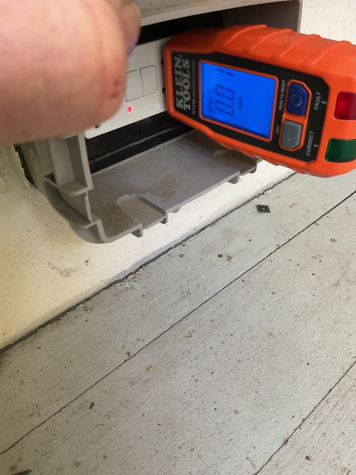 Replace GFI on rear porch. 