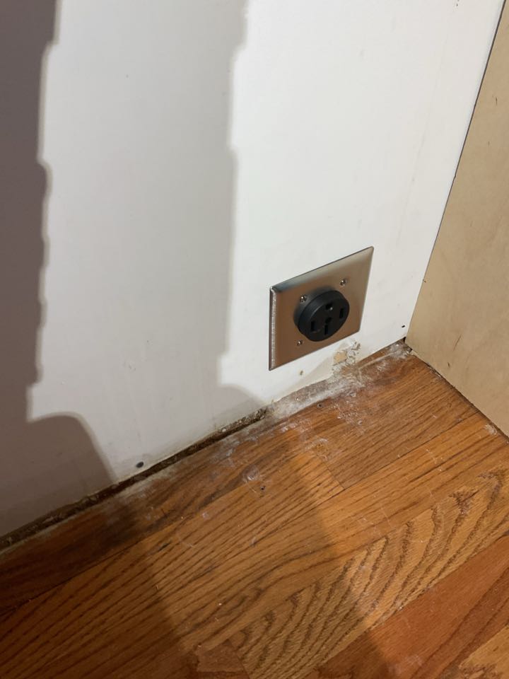Moved a range receptacle from the floor to the inside the wall today! 