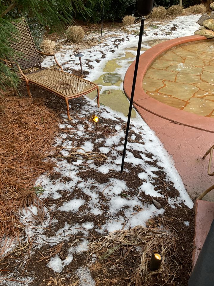 Troubleshoot and repair landscape lights off pergola near pool. 