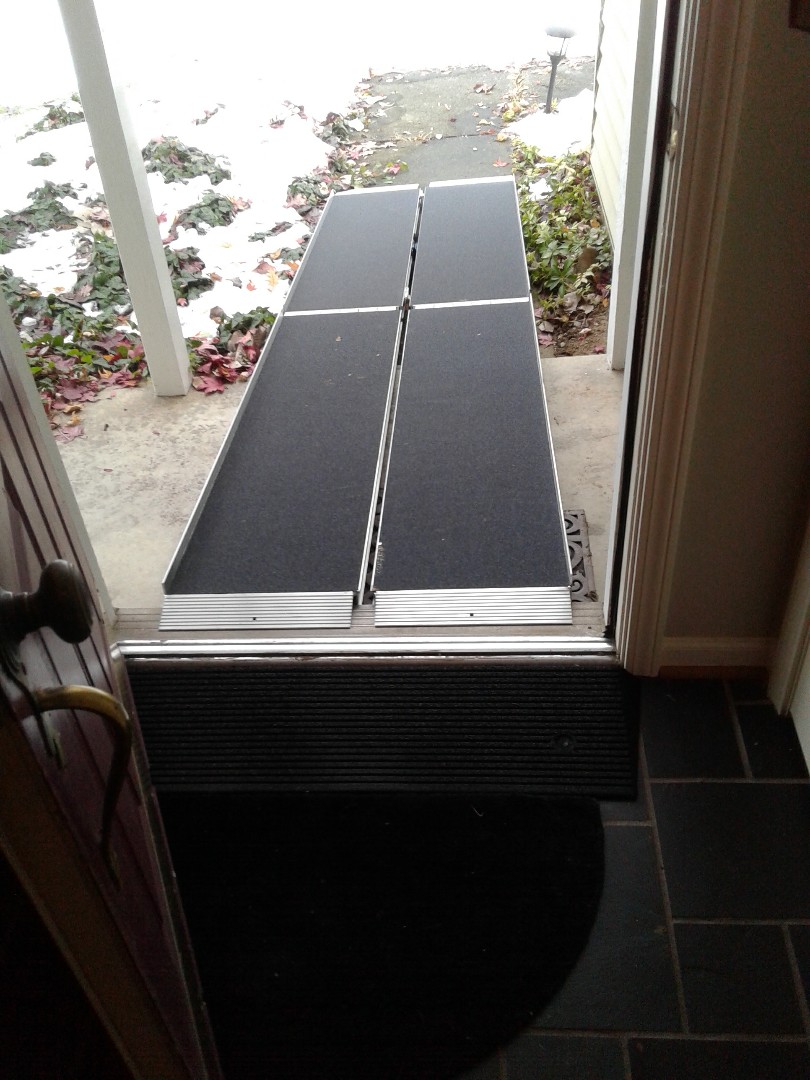 Install folding ramp grab bars shower bench wheelchair in bed rail also deliver a walker and also 10 foot folding ramp