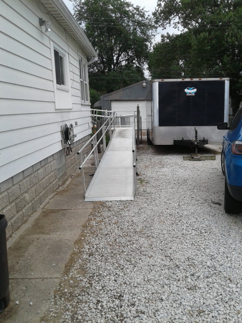 Delivered wheelchair, tub transfer bench, and install temp ramp