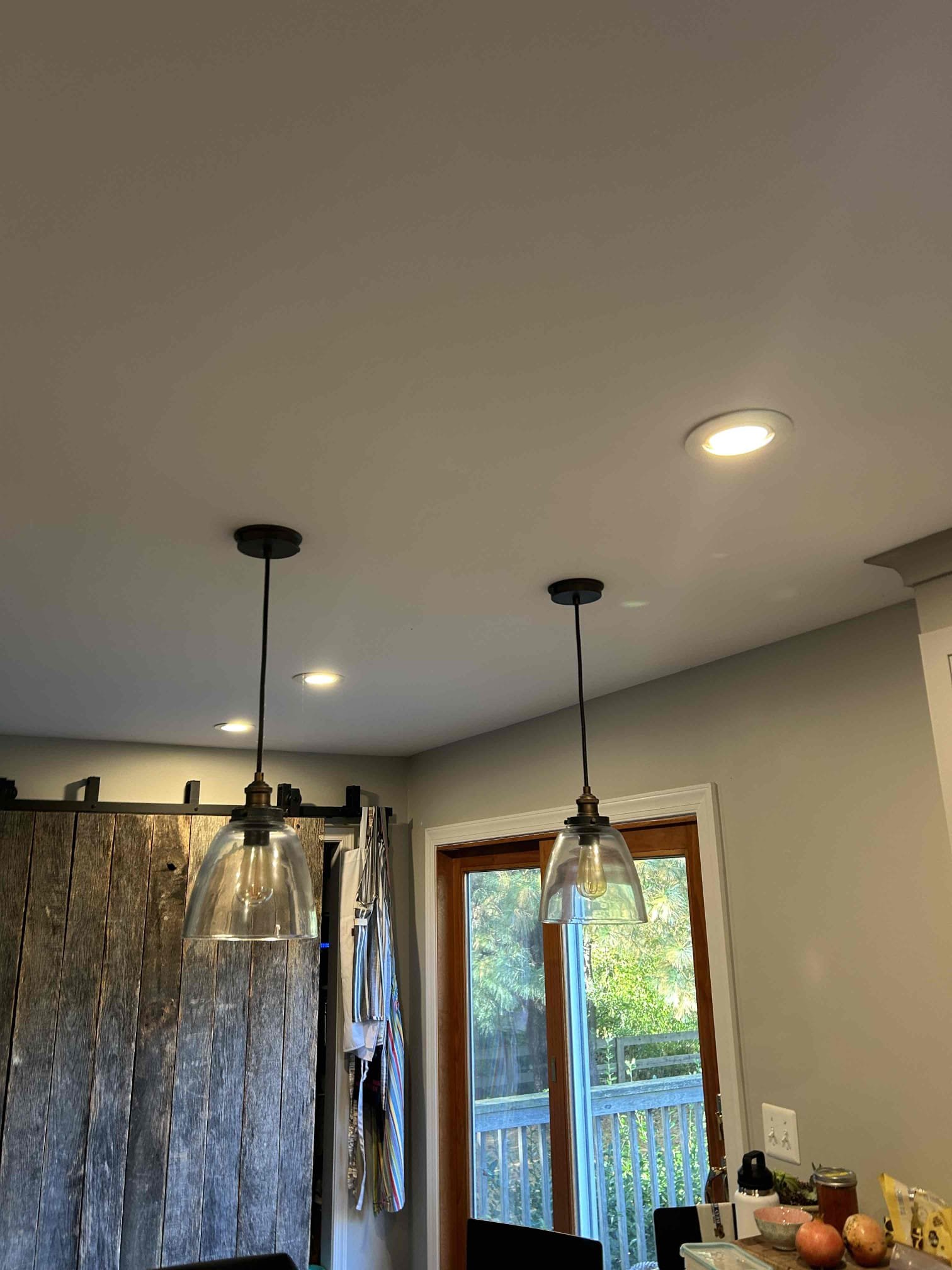 Replace improper dimmers on kitchen lights
The reason for today’s visit was to assess flicking lights in the kitchen. Customer had their kitchen remodeled a few years ago and had all new LED recessed lights installed with dimmers. The lights were flickering when the dimmers were turned all the way up. After assessing what was going on with the dimmers, we noticed that they were not LED rated we replaced the dimmers with new LED diva dimmers and the lights are all working properly now.