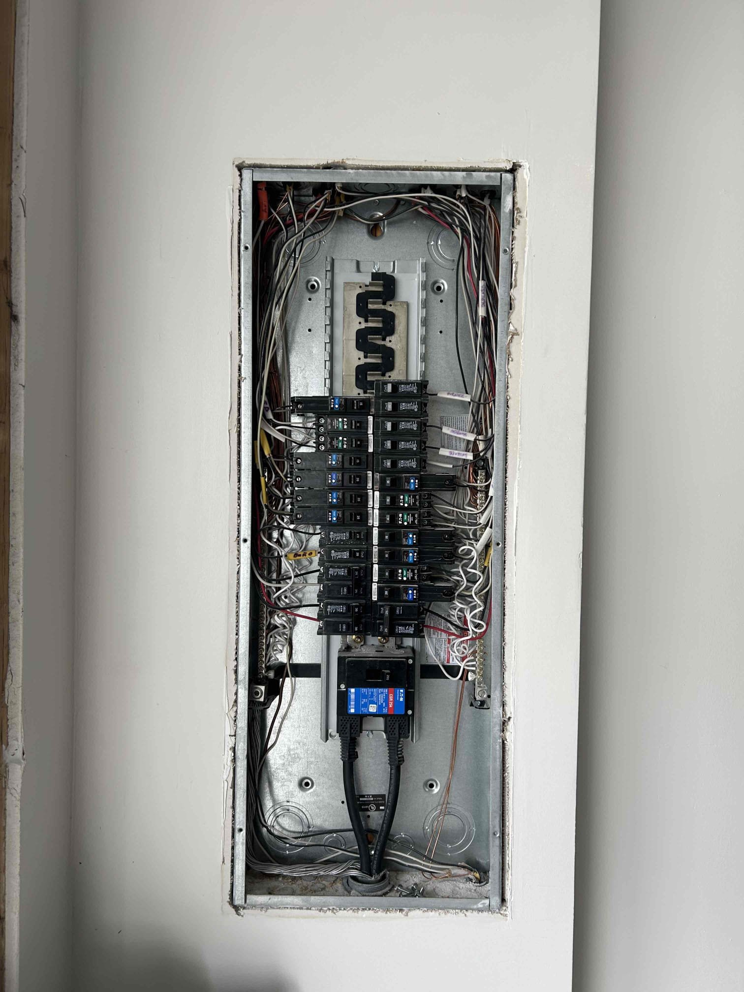 Replace gfci for water heater
Replace kitchen duel function breaker
Surge protection
The reason for today’s visit was to assess a GFCI that is tripping for the water heater. Customer stated that the GFCI was tripping when it rains. After troubleshooting the issue we found that there is a GFCI underneath the water heater that is a dedicated circuit straight back to the panel. There’s also a GFCI to the left of the water heater that is labeled outside GFCI in which we went around testing all the outside plugs on. The left plug is indeed the GFCI for all the external plugs. I informed the customer that they should not plug the water heater into that as the outside plugs can trip when it rains. We went ahead and replaced the right TCI today to avoid an issue with that, however I informed them that there could be an issue inside the tankless water heater that is causing the GFCI to trip. We replaced the GFCI today as preventative measure to ensure that it is not the issue and I informed cus