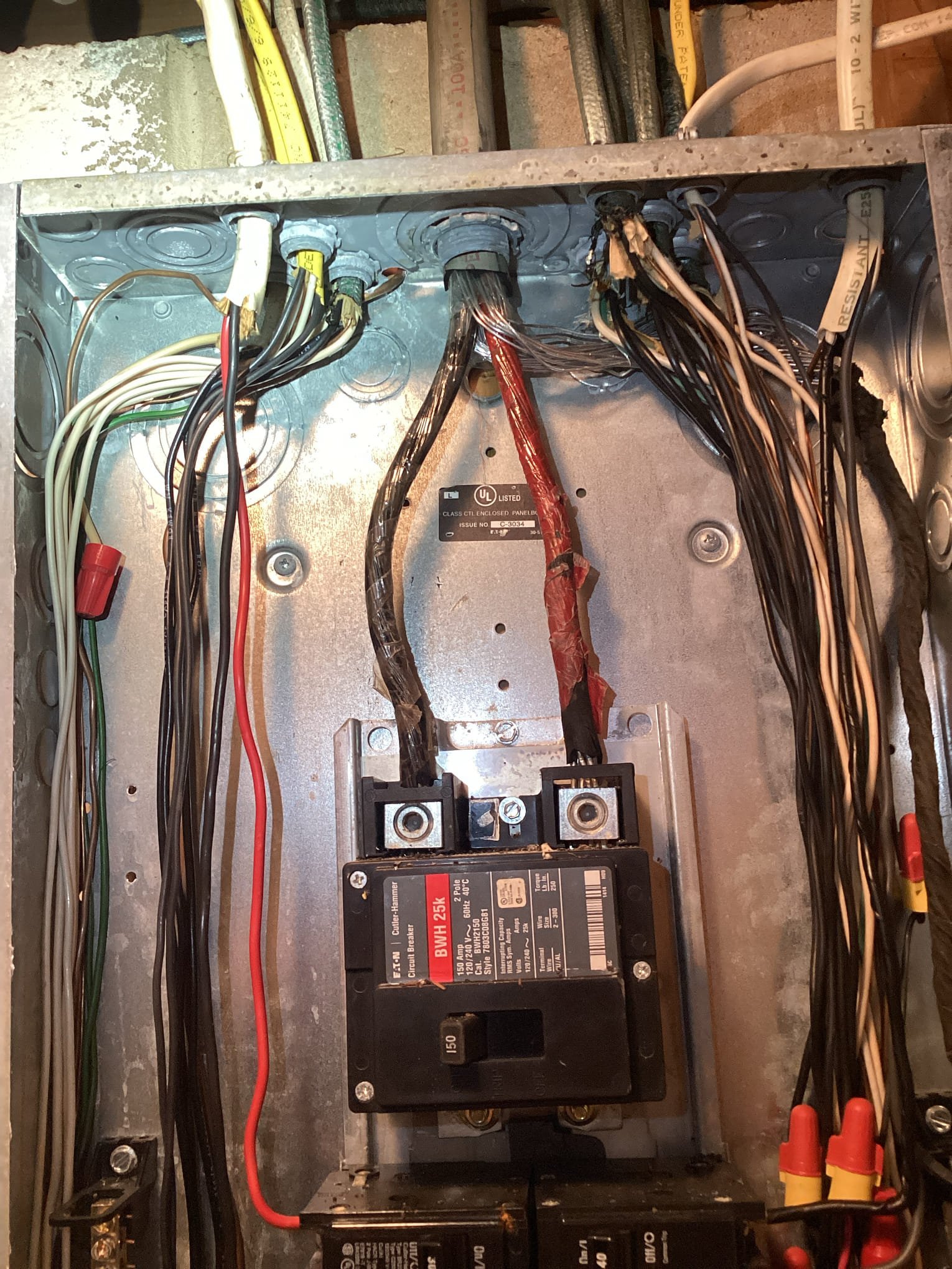 Quote to install new 200 amp electric system for the home. 
We will obtain electrical permits and inspection for this project. 
We will obtain BGE work order and organize their inspection/ work.
Installation to meet national/ local codes and safety requirements. These tasks are outlined below in the line items- panel, disconnect, electrical grounding, bonding, surge protection, breakers, and misc. 

-Panel and service in current state has many signs of hazards. Panel is showing major corrosion, rust, service cable deteriorating, and a mast that is no longer up to safety requirements.
-Whole home re-device due to age and condition of devices throughout the home. Most devices are original to the home and are missing the proper safety requirements. The whole home redevice project, all receptacles, light switches, and cover plates throughout the home will be replaced with new code compliant devices with pigtailed wiring to prevent power loss in the future. This ensures consistent appearanc