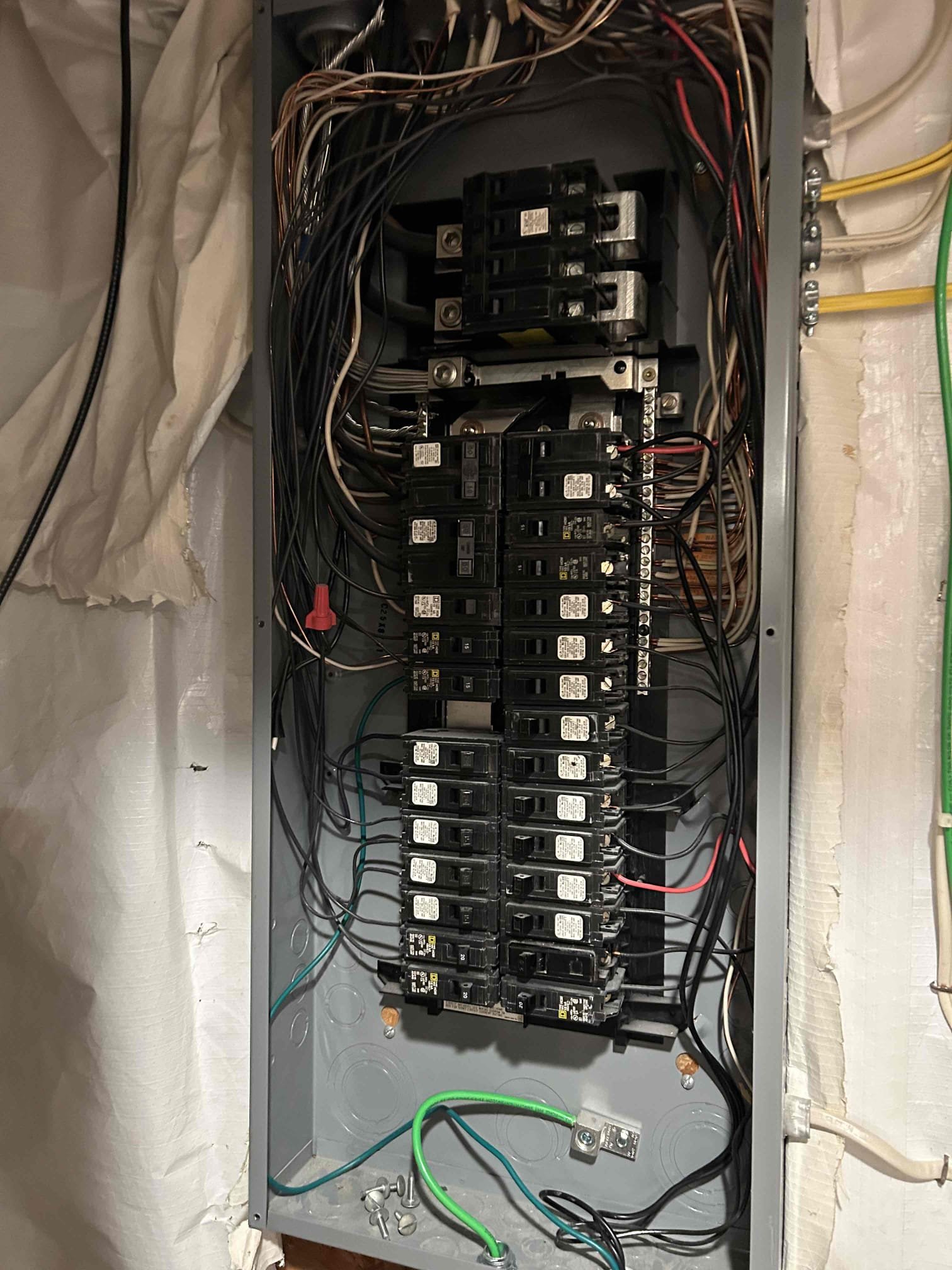 REPLACE (3) RECEPTACLE , (1) IN EACH BATHROOM TO (3) GFCI SPLICED THROUGH ALL TO LINE SIDE 

REPLACE (1) SINGLE POLE SWITCH IN LIVING ROOM CONTROLLING SWITCHED RECEPTCLE

REPLACE (1) DUPLEX RECEPTACLE IN DINING ROOM

REPLACE FRONT LAMP POST HEAD 

Provided pricing to revise the remaining devices in the home that have not been updated. This includes all devices on the top two floors only. Basement devices are much newer than the home so they are excluded. Also provided pricing to repair the issue with the service cable being damaged on the side of the home. Being at the main panel itself is an older style Home panel with improper breakers inside and code violations we would update the entire system by replacing the main panel and supplying all current code updates. These code updates include an emergency disconnect on the outside of the home for first responders as well as whole home search protection at the main panel. We will also need to pull an electrical permit to complete the pane