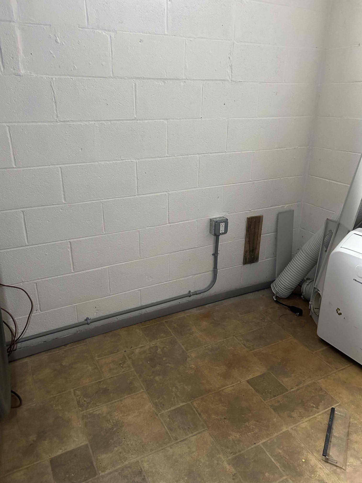 Replace burnt up receptacle in basement rec area
Remove switch for condensation receptacle and install blank plate
Replace two receptacles in the first floor hallway
Replace switch for switch receptacle in the basement wreck area
Replace receptacle to the left of the basement walkout