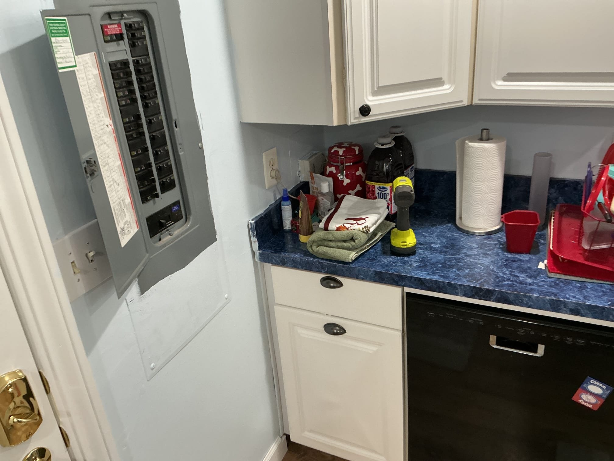 We have delivered pricing regarding the exterior receptacle on front of home.
We have determined that dishwasher is working and has power.