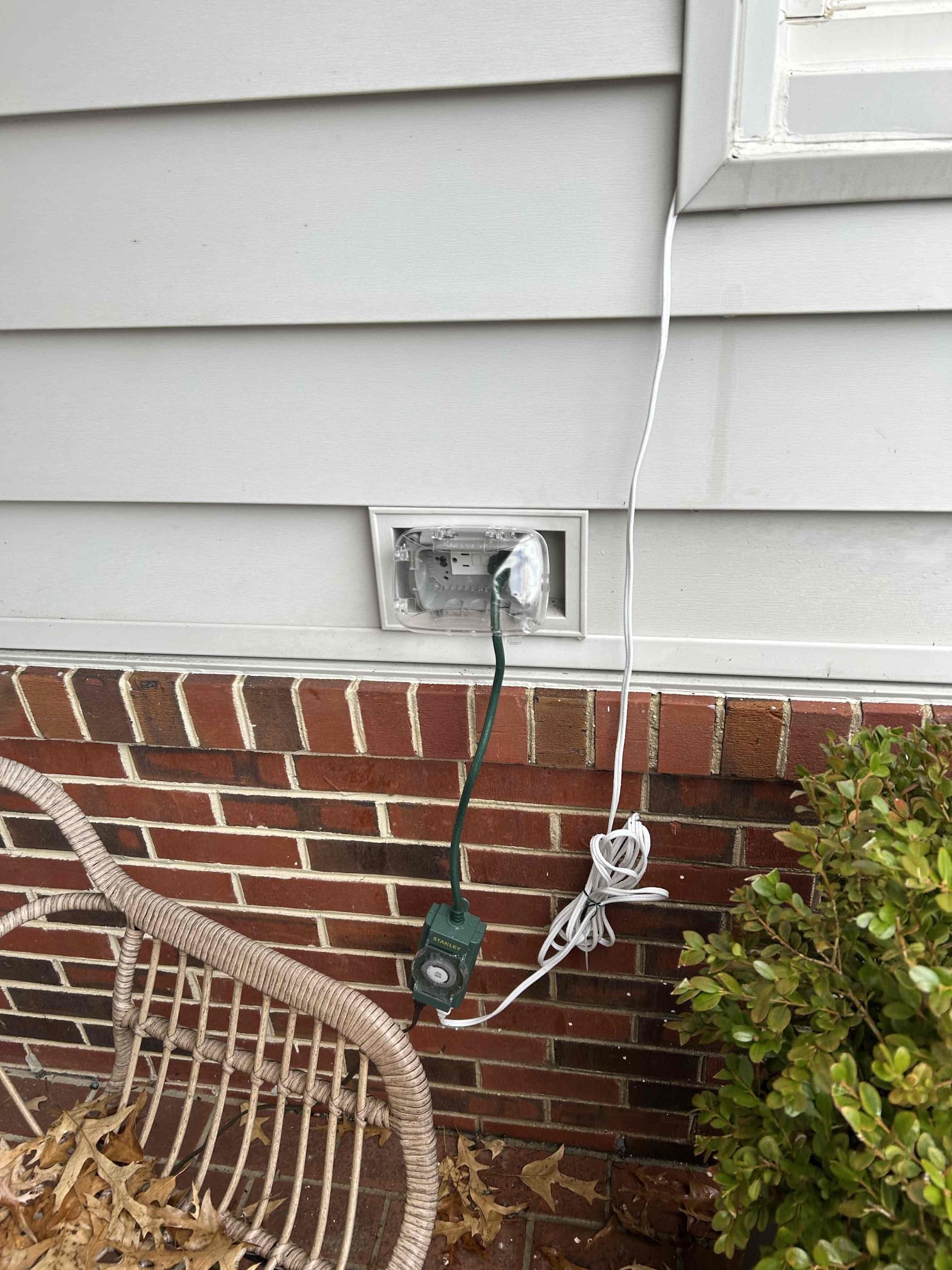 Replace front gfci
The reason for today’s visit was to assess power loss to the front GFCI that the Christmas lights are plugged into. We arrived at Home. Customer had their Christmas lights plugged into the front receptacle however, none of them were working. We tested power and tried to reset the GFCI, however it would not reset. We went around Home check in the other GFCI‘s to see if they may be controlled this receptacle however none did. We were able to determine that this is a dedicated 20 of circuits that is not on with any of the other ones. We also found that the GFCI itself had gone bad so we recommend replacing and installing a new in use cover to properly protect devices when plugged in. Customer agreed so he went ahead and replaced it. Once we plugged in the Christmas lights, they turned back on however the middle strand did not. The lights before this strand and the lights after it are working, however there is an issue with these middle lights so they will need to be rep