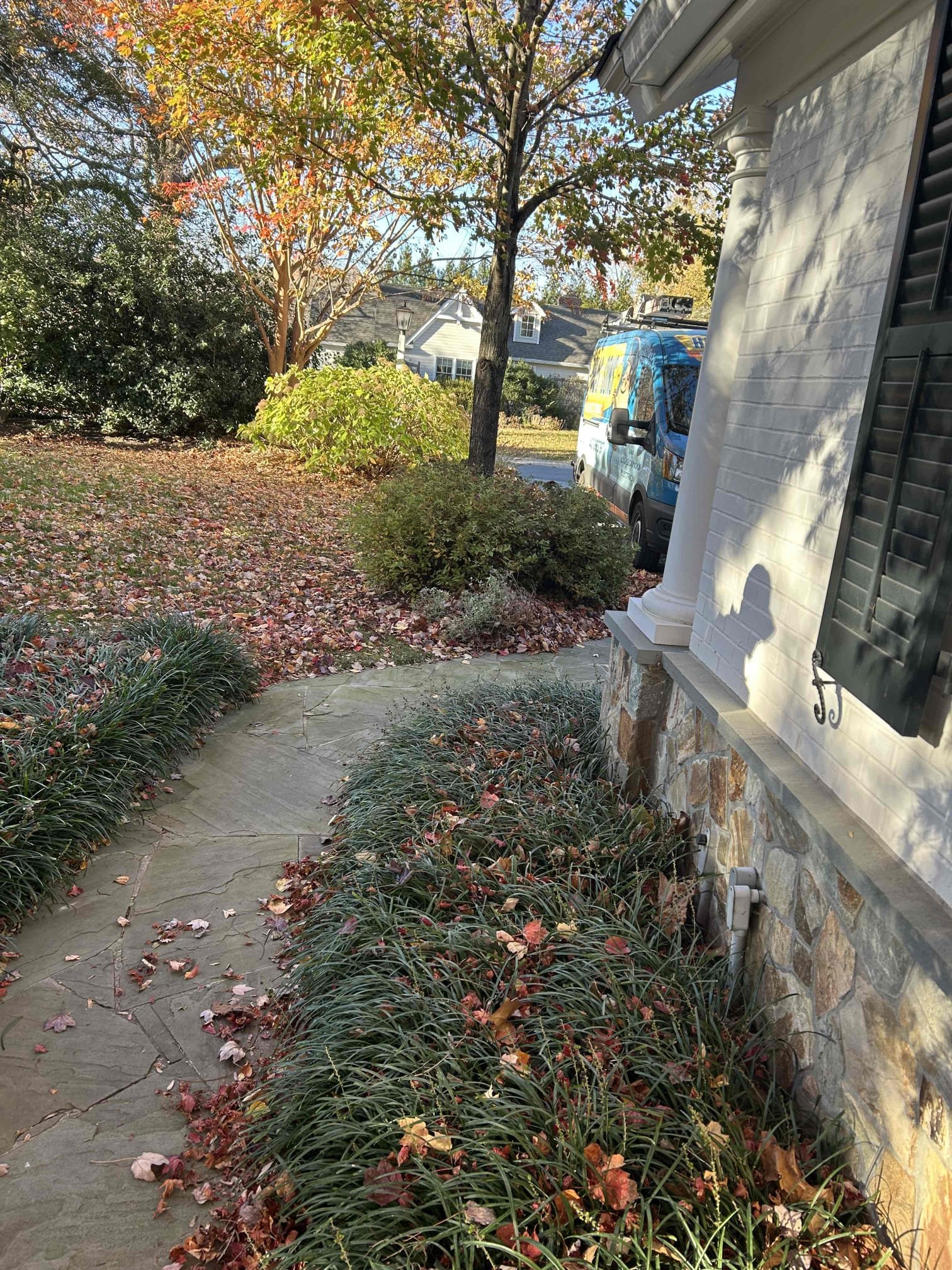 Install new 12 gauge wire from garage to post light inside PVC.
The reason for today’s visit was to assess the garage lights and post light still tripping the breaker. After assessing the issue, we were able to determine that the line going from the garage out to the post is causing the breaker to trip due to bleeding voltage underground. In order to remedy this issue we will be directional boarding a new PVC line from the garage sidewall over to the post location and installing a new line inside.
12/3

Returned today and completed the new line to the post light. We installed PVC from the existing LB on the side of the garage through the ground over to the existing post light. We installed a new 12 two UF underground feeder cable straight from the panel into the existing light and wired. Once completed, we turned everything on and it is working as it should. 

Nick 410.301.5485