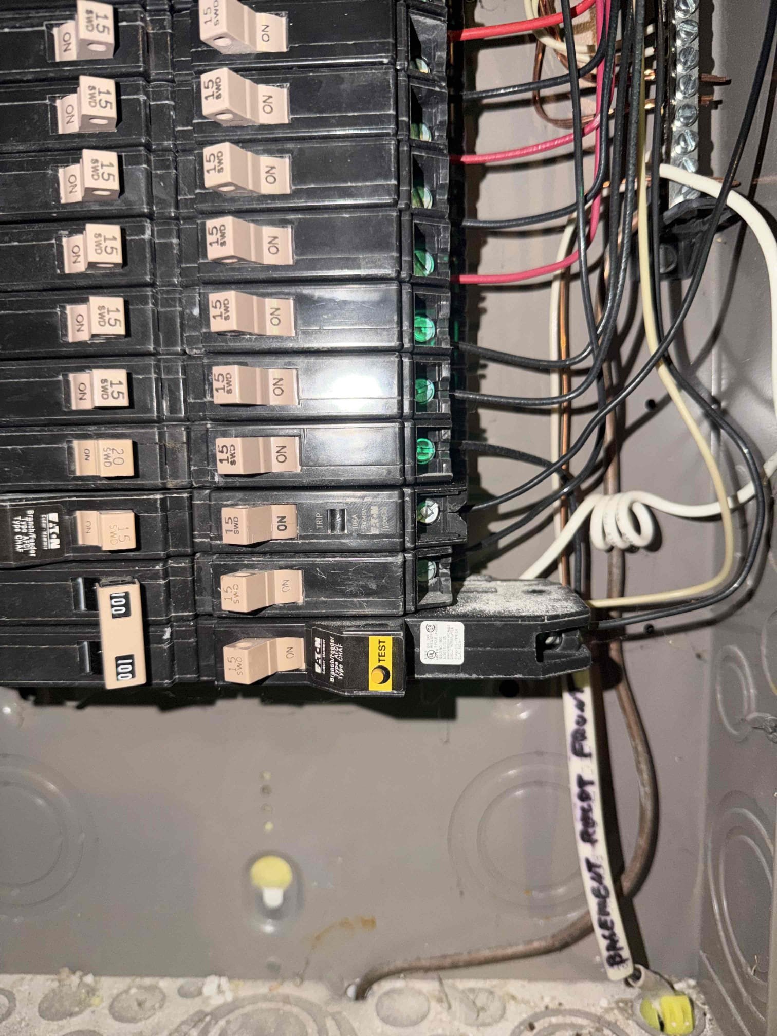 Replace broken breaker feeding storage room in basement