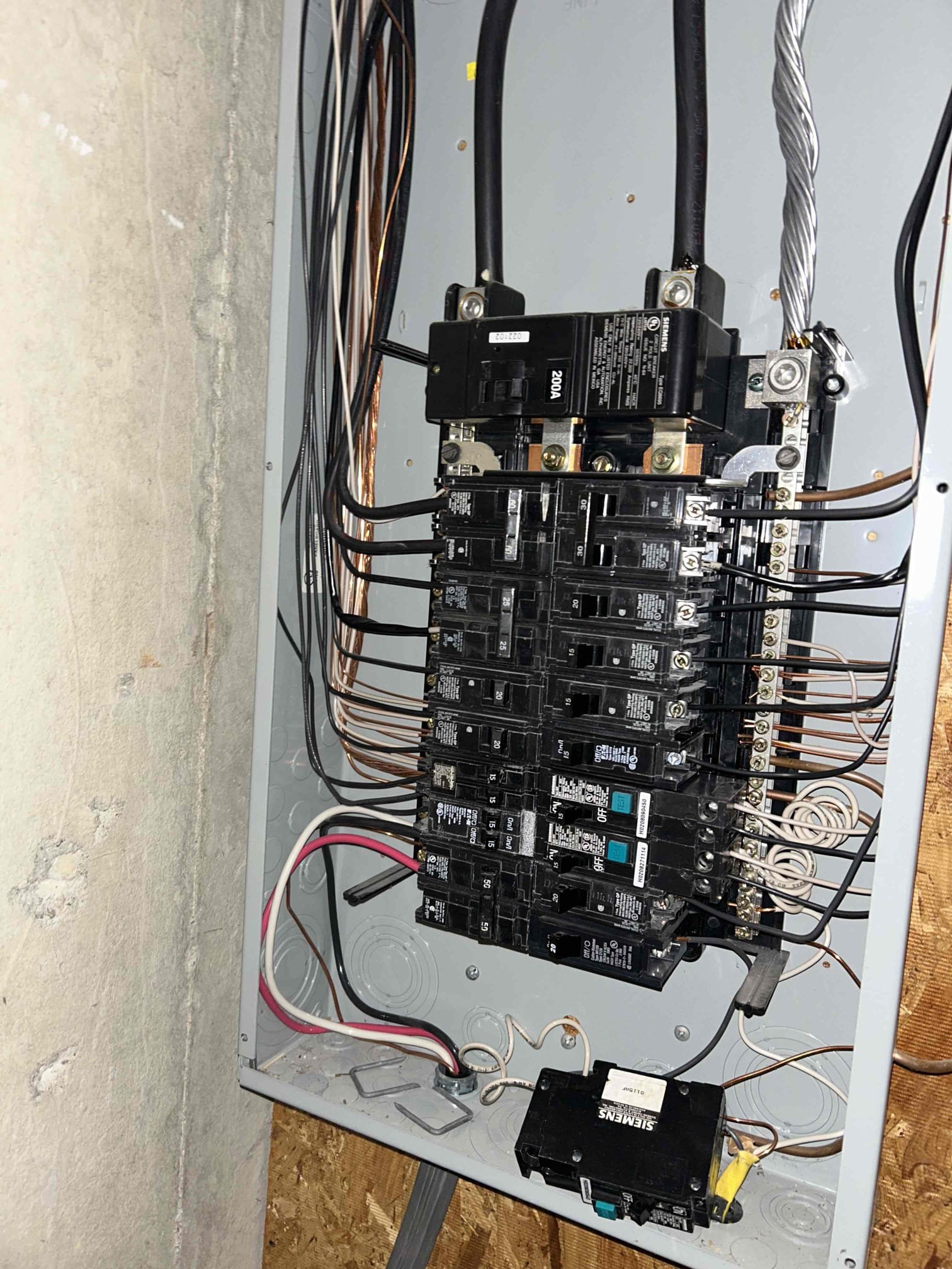 Replace 2 first generation Siemens arc fault breaker controlling bedrooms.
Replace three improper breakers, including an art fault that was removed and sometime in the past, then illegally replaced with a standard breaker.
Return today and completed quoted Work. We replaced the two existing arc fault breakers that were the first generation that we’re going bad as well as installed in arc fall breaker back went to the master bedroom that somebody had removed in the past. We also replaced the tandem breaker on the left side of the panel that did not match the brand as well as the bottom right 20 amp breaker that was not the proper one as well. 
All the breakers in this left panel now match the brand.