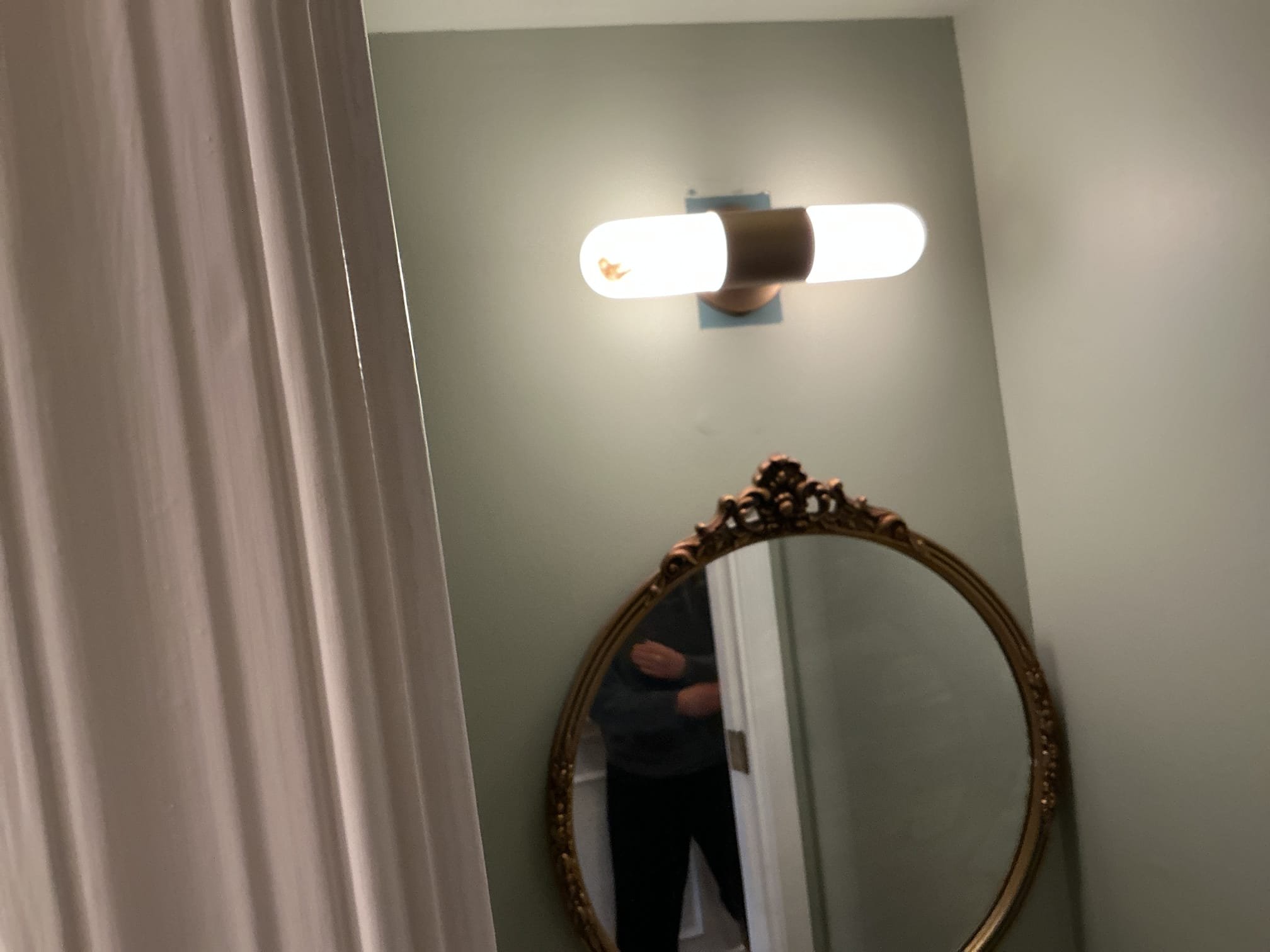 This solution includes the installation of a new customer supplied light fixture in the powder room. In addition we shall repair the receptacle box in family room.
We have installed the new fixture in the first floor powder room. Additionally we have repaired the receptacle box in the family room. Membership acquired.