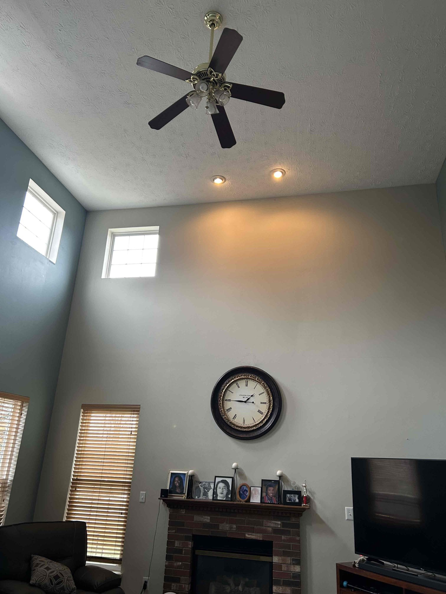 Provided pricing to replace a ceiling fan on a 20 foot ceiling. Ceiling fan will be customer supplied.