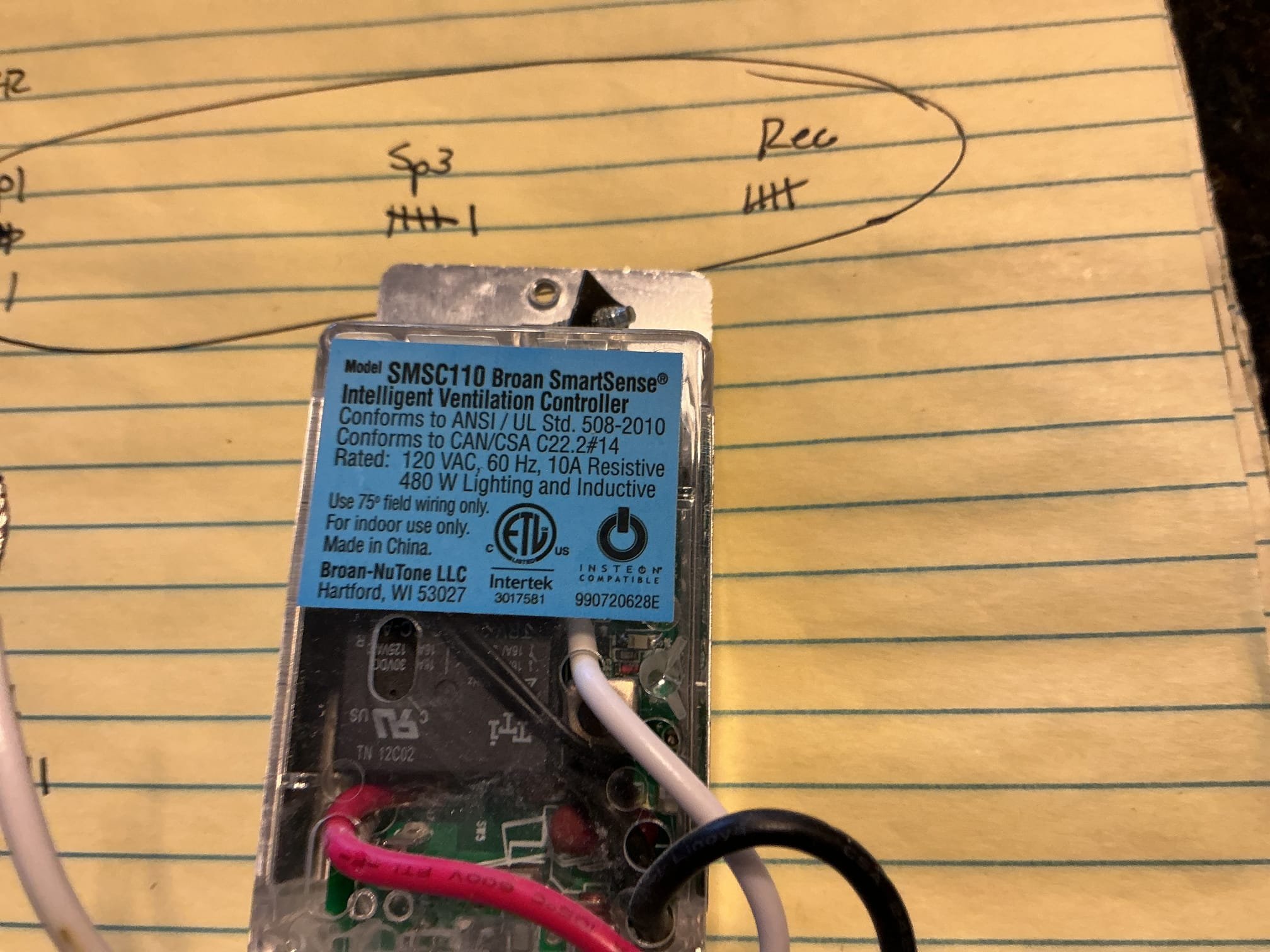This solution includes the installation of a new switch to operate the bath fan. In addition we shall replace the 3 existing devices in the 3gang switch box.

We have replaced the existing switch for the main level bath fan. Additionally we have replaced all 3 switches, ensuring proper terminations, at the 3gang living room switch bank.