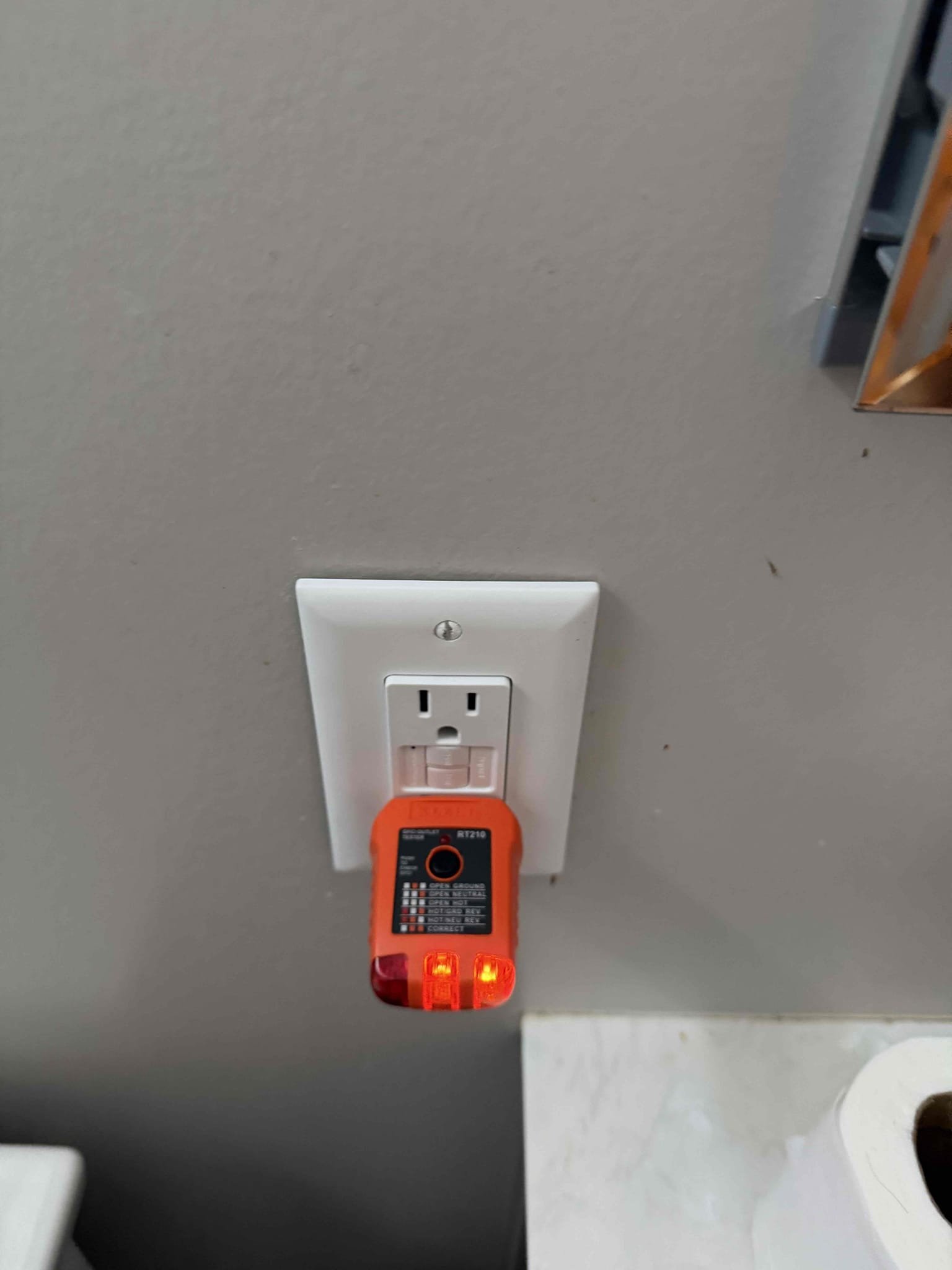 installation of new devices throughout the kitchen. Devices are dated and GFCI is not functioning properly. We will replace the kitchen counter top outlets and install new plates as well as test throughly for proper functioning. Installation of new whole home surge protector to further protect the main electrical system while protecting the sensitive appliances. Replace the non-functioning GFCI located in the bathroom. When tested, the safety device does not reset as it is required to do. 