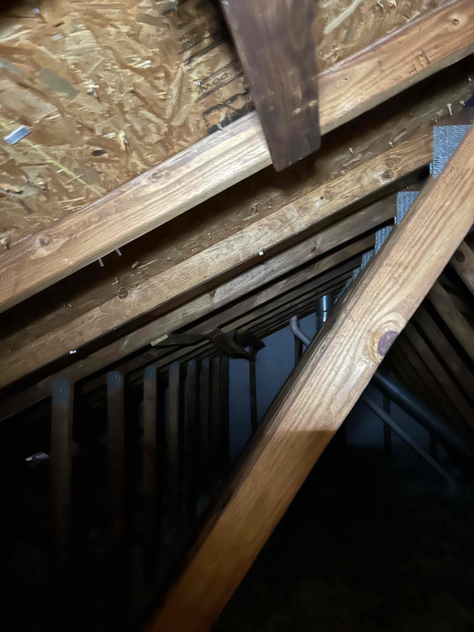 separate doubled tapped ground and neutrals in main panel
Removed wiring, running to an open junction box in the attic.
Flip outlet and switch