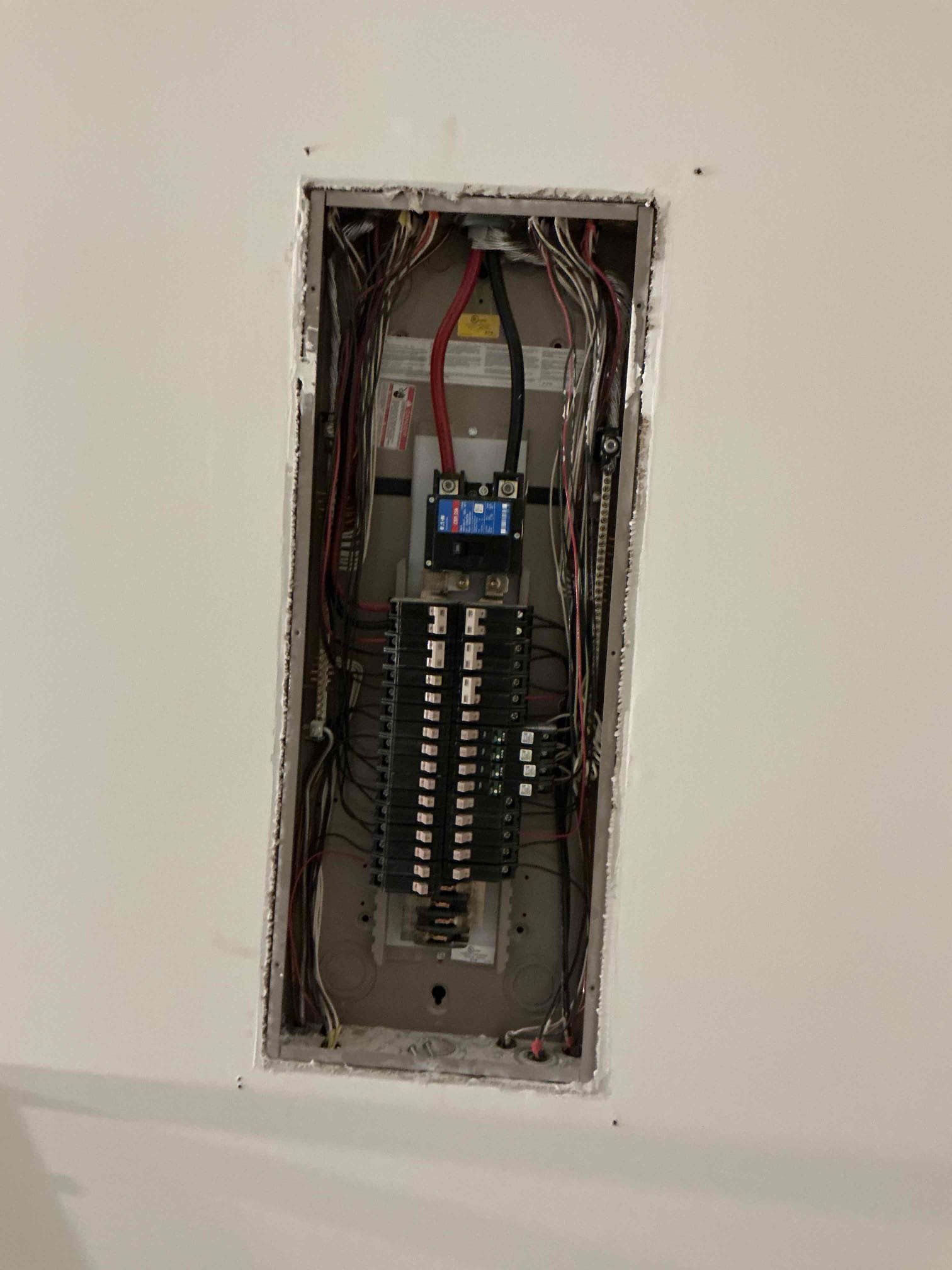 For this job we estimated to customer requested Carbon/Smoke detectors throughout the home. Additionally upon looking in the panel we noticed a few safety items we suggested updating including installing a whole home surge protector in the main panel as well as removing (4) single pole breakers and install (2) 2 pole breakers with common trip handle to remediate improperly wired multi-wire branch circuits. 